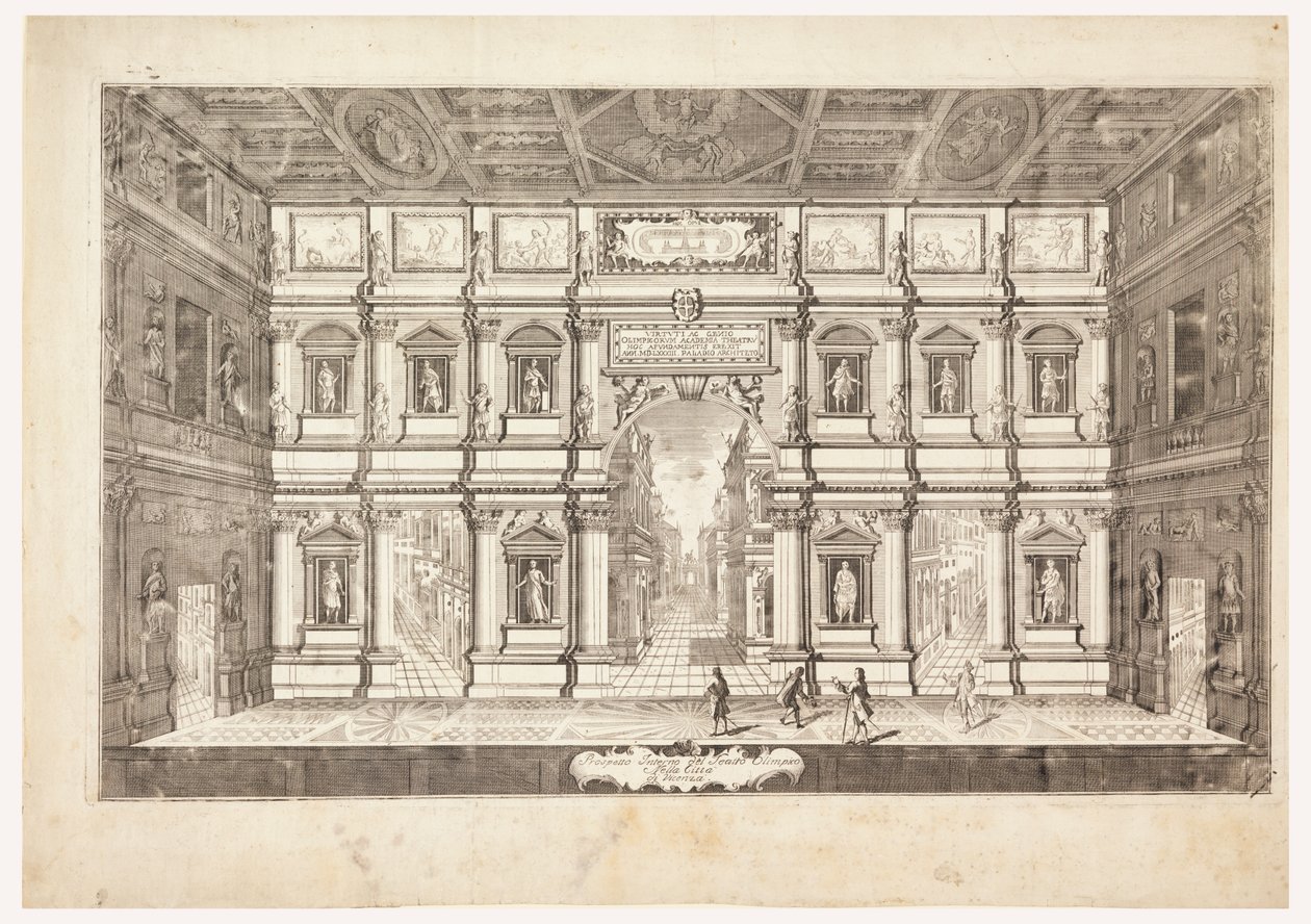 A Vicenza városában található Teatro Olimpico belső tájékoztatója (Kilátás a vicenzai Teatro Olimpico színpadára) alkotó: Andrea Palladio