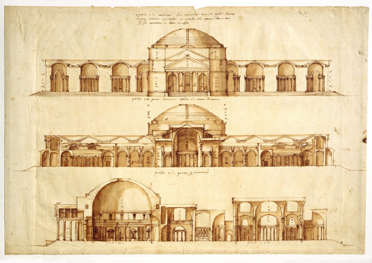 Agrippa fürdő rekonstrukciós projektje, Róma, c. 1550 alkotó: Andrea Palladio