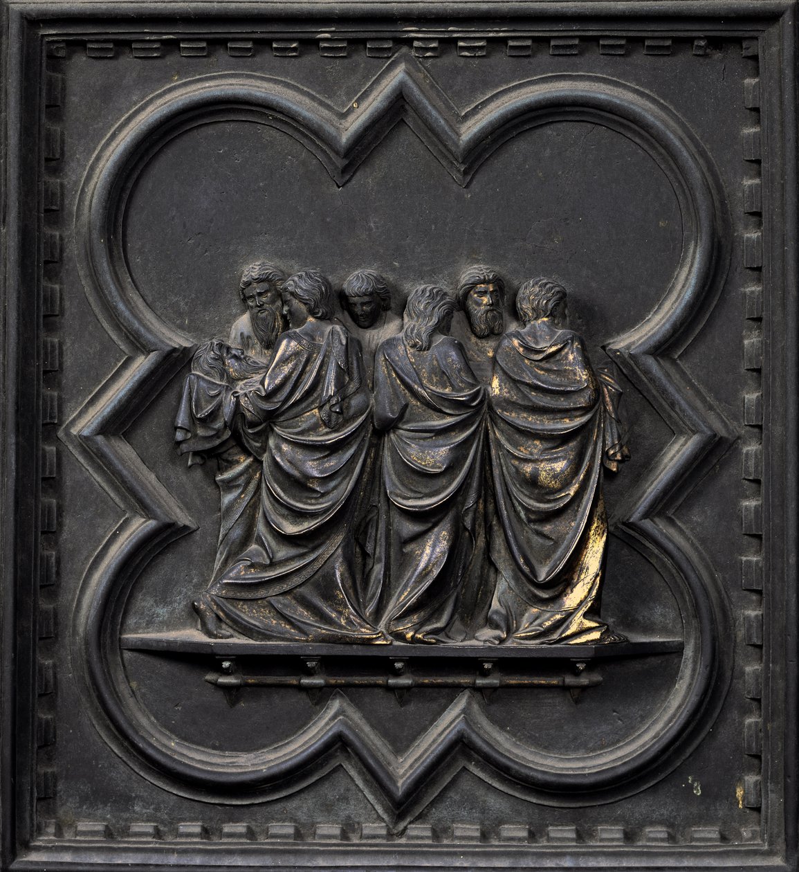 Keresztelő Szent János testének szállítása, a San Giovanni Keresztelőkápolna déli ajtóinak tizenkilencedik táblája, 1336 (bronz) alkotó: Andrea Pisano