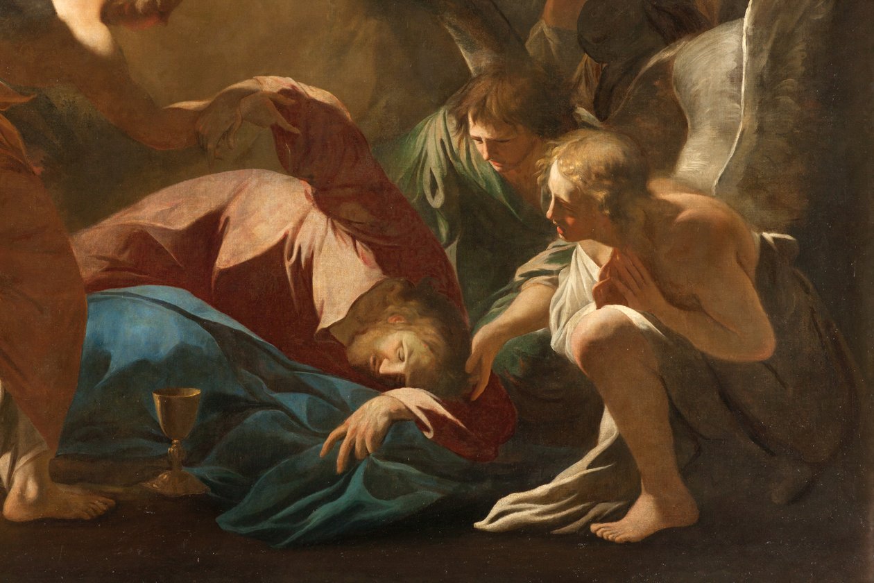 Milánó, San Francesco da Paola templom, Andrea Pozzo, Az angyalok támogatják Jézust a Gecsemáné kertben alkotó: Andrea Pozzo