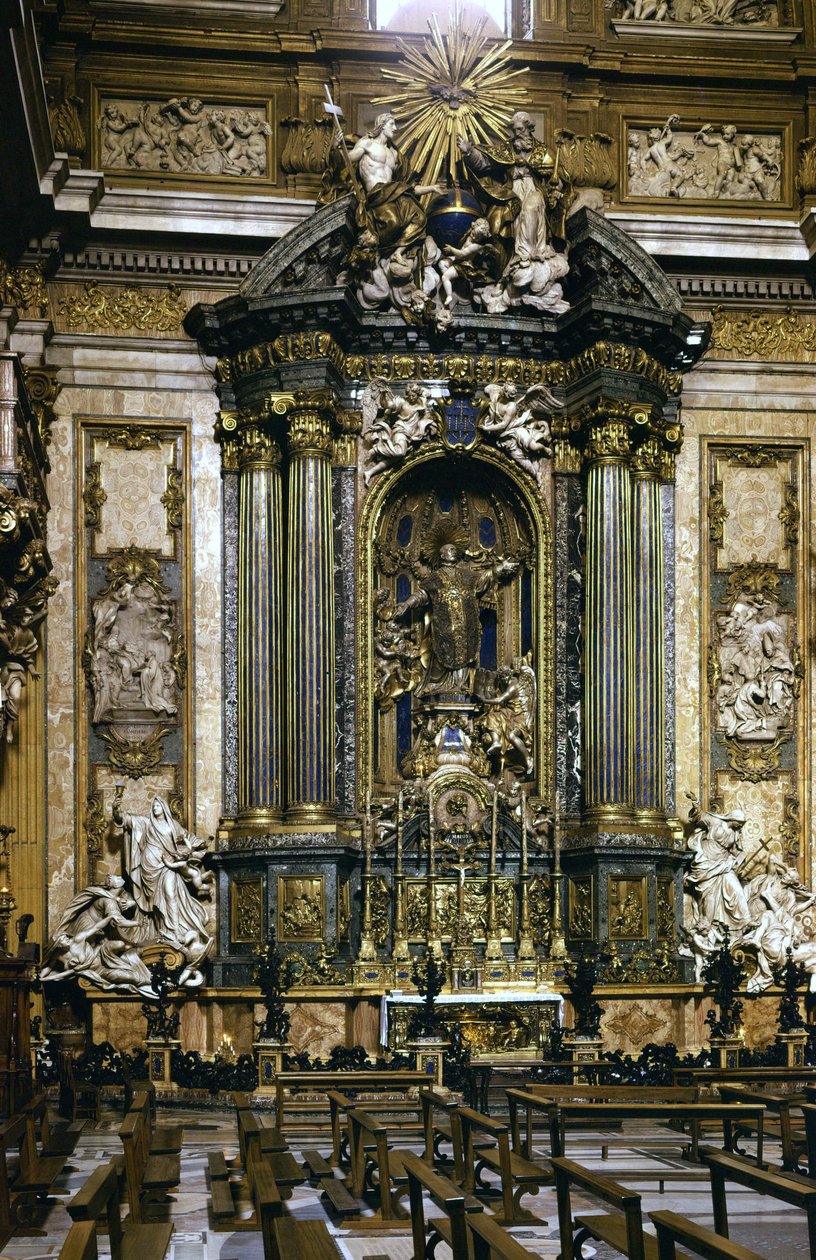 Loyolai Szent Ignác szobra (oltár) a római Jézus-templomban. alkotó: Andrea Pozzo