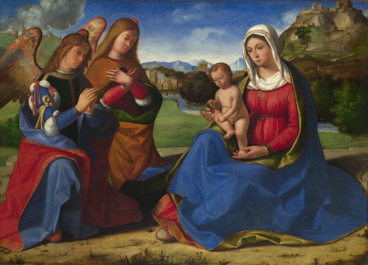 A Két angyal által imádott Szűz és Gyermek c. 1505 alkotó: Andrea Previtali