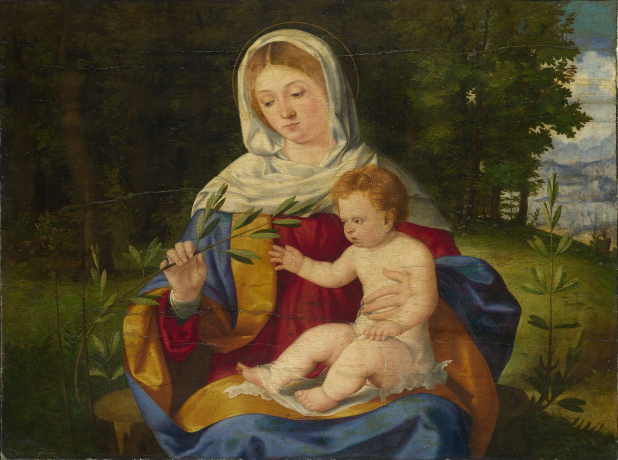 A Szűz és a Gyermek egy olajbogyóval, 1515 körül alkotó: Andrea Previtali
