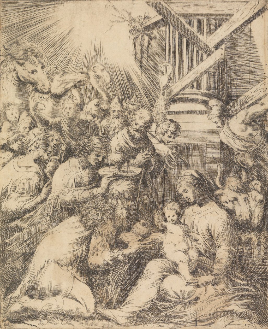 A mágusok imádása, kb. 1553-60 . alkotó: Andrea Schiavone