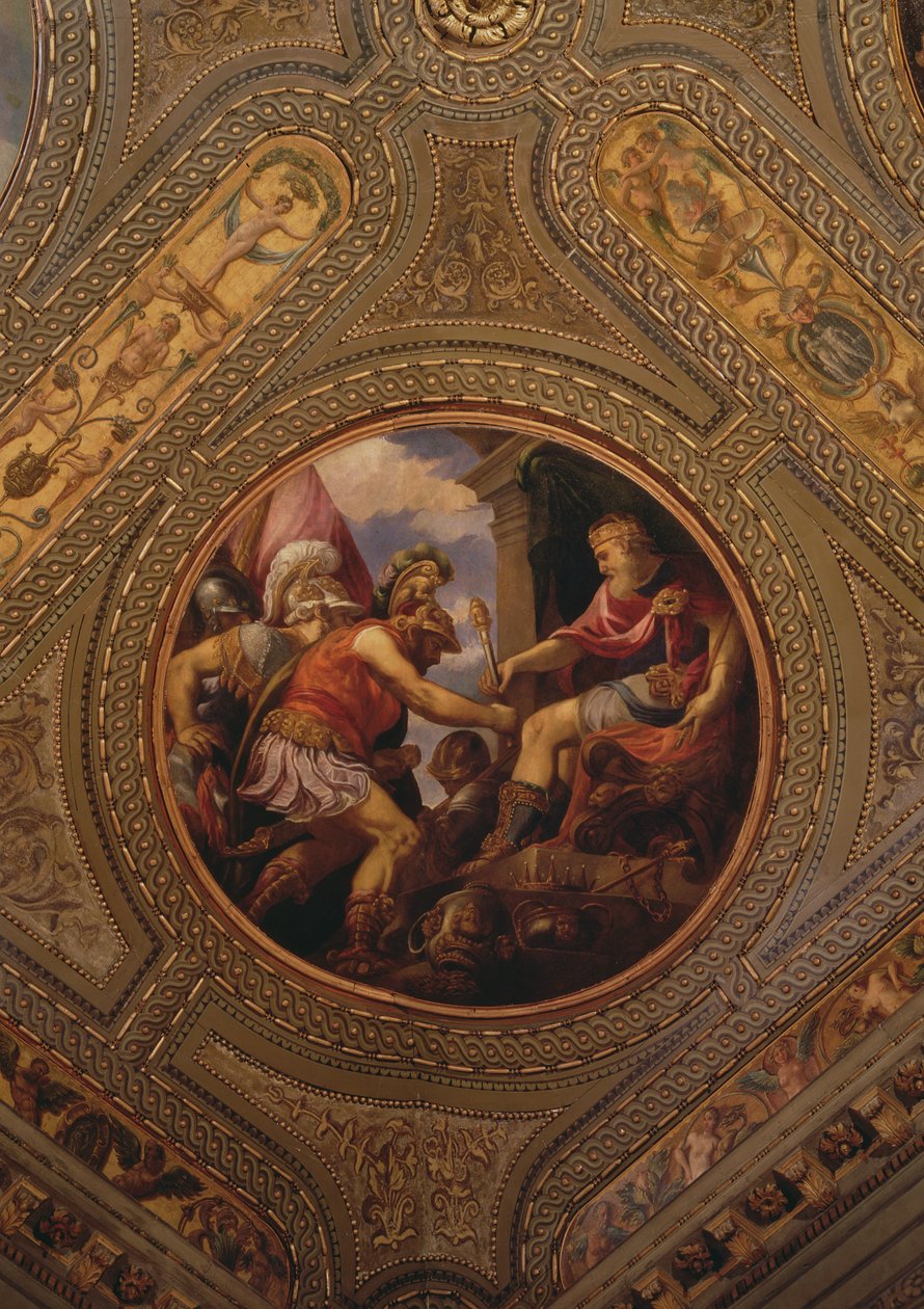 A Birodalom allegóriája, a könyvtár mennyezetéről, 1556 alkotó: Andrea Schiavone