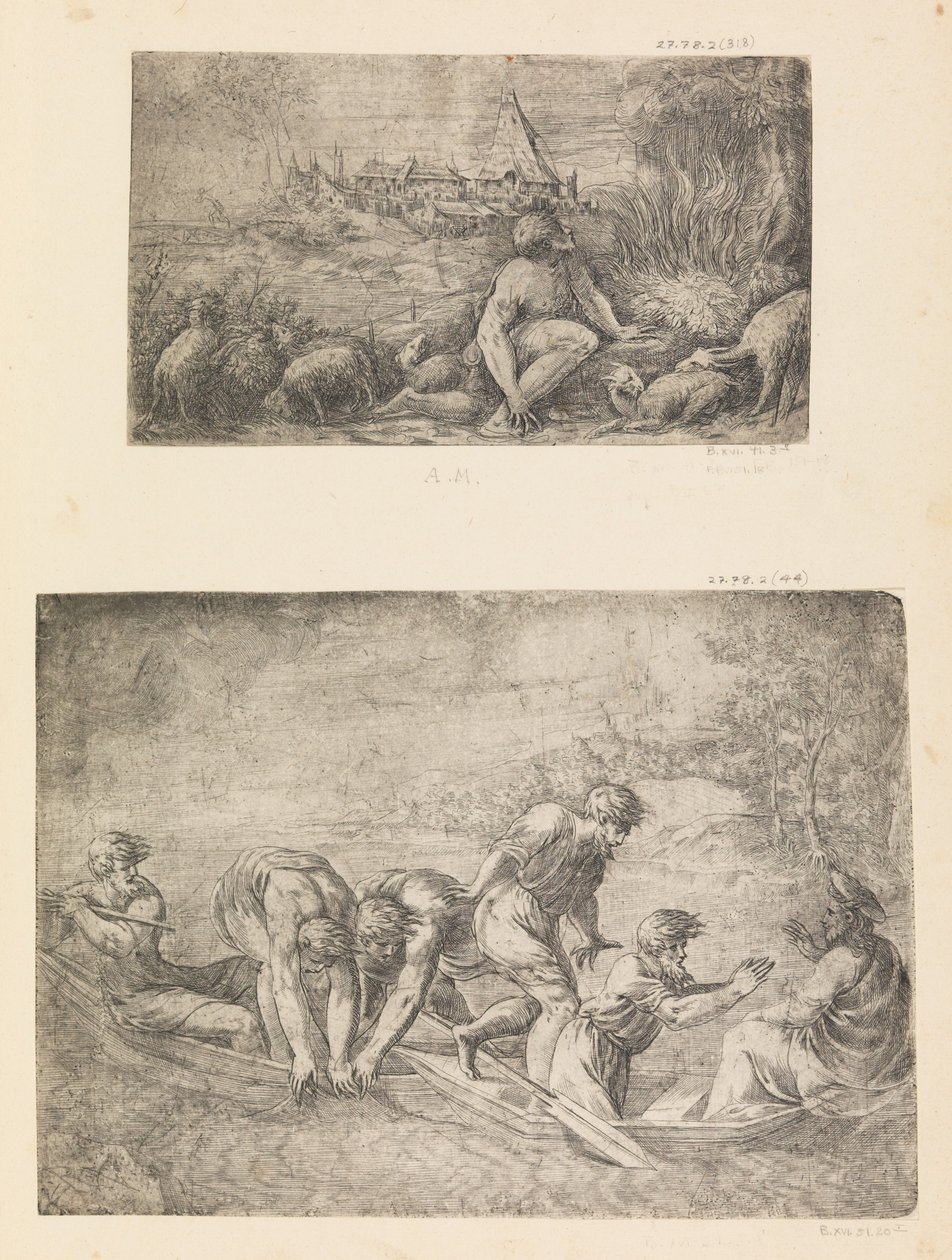 Mózes és az égő bokor, a halak csodás vízrajza, kb. 1544-48. alkotó: Andrea Schiavone