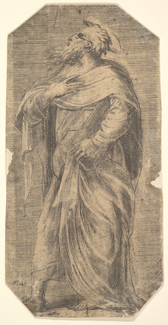 Szent Júdás balra néz, bal karja alatt könyv, a „Krisztus és az apostolok” című könyvből, kb. 1548-50. alkotó: Andrea Schiavone