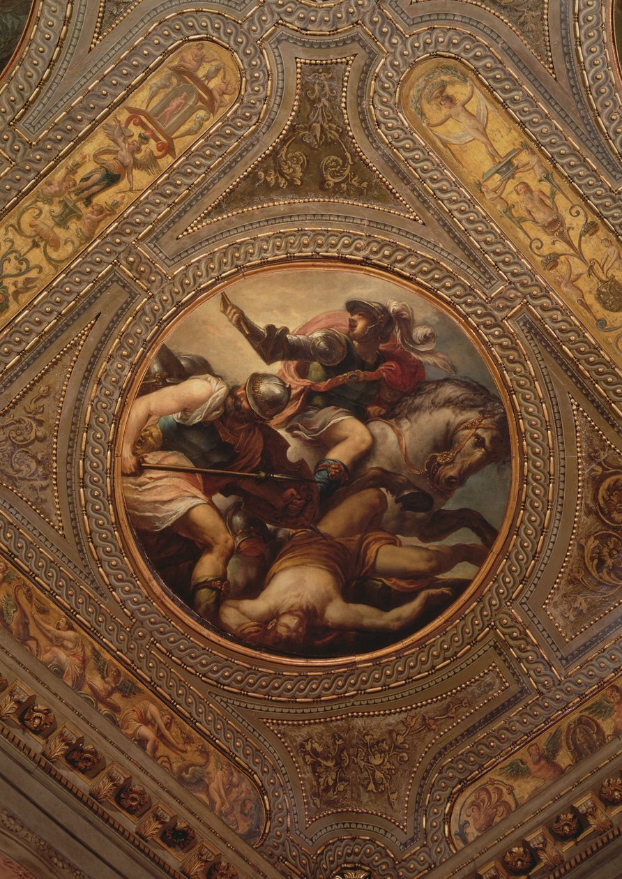 A fegyveres erő, a könyvtár mennyezetéről, 1556 alkotó: Andrea Schiavone