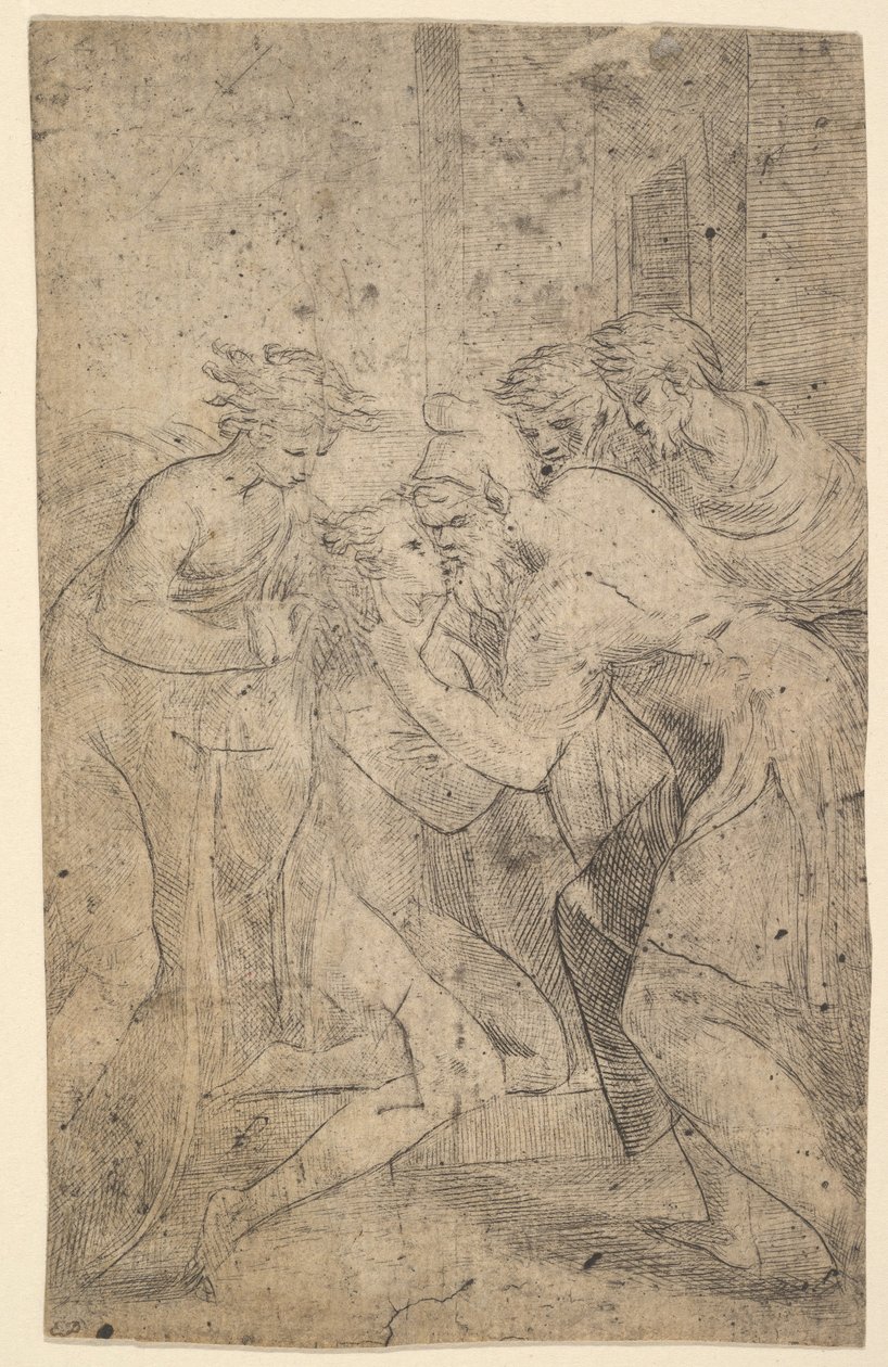 A tékozló fiú visszatérése, aki apja lábai elé borul, kb. 1536-40. alkotó: Andrea Schiavone