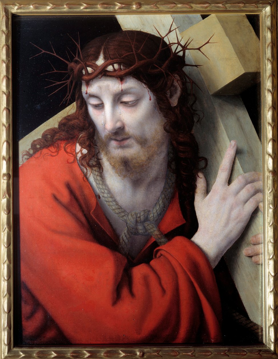 Krisztus, aki a keresztjét hordozza. Andrea Solario festménye (1460-1522) alkotó: Andrea Solario