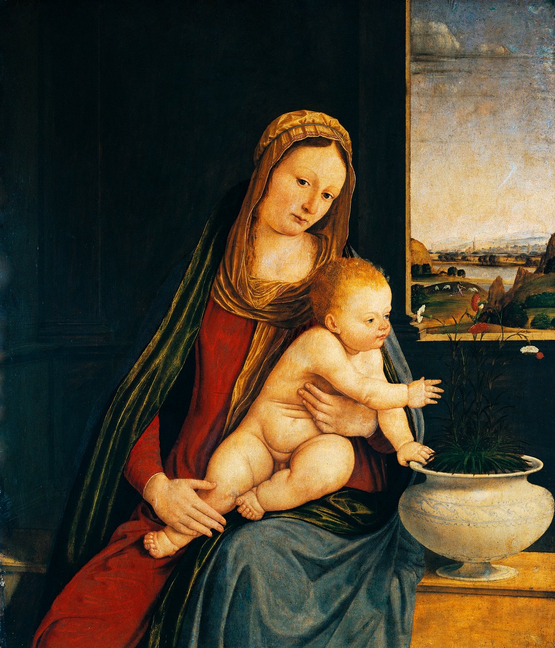 Madonna és gyermeke vagy a Szegfű Madonnája alkotó: Andrea Solario
