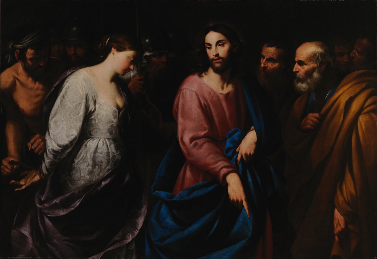 Krisztus és a házasságtörésen elhurcolt asszony, 1630 körül. alkotó: Andrea Vaccaro