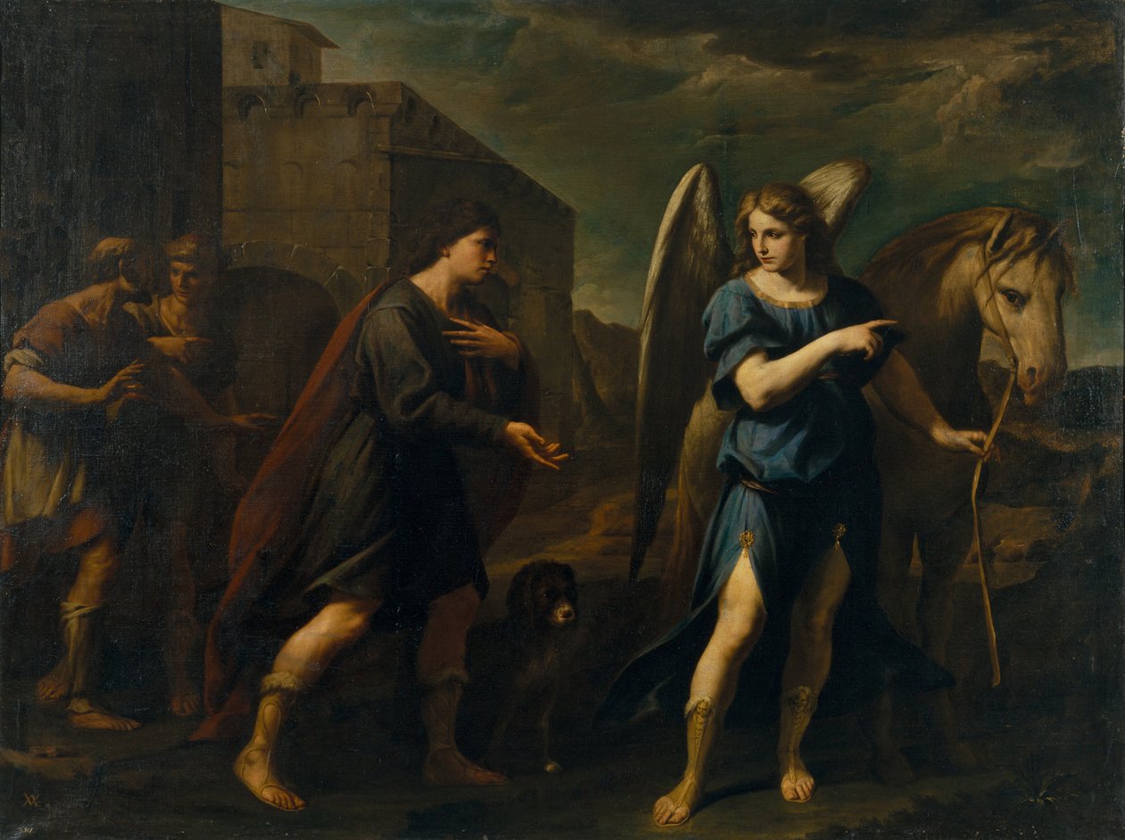 Tóbiás találkozik Rafael arkangyallal, c. 1640 alkotó: Andrea Vaccaro