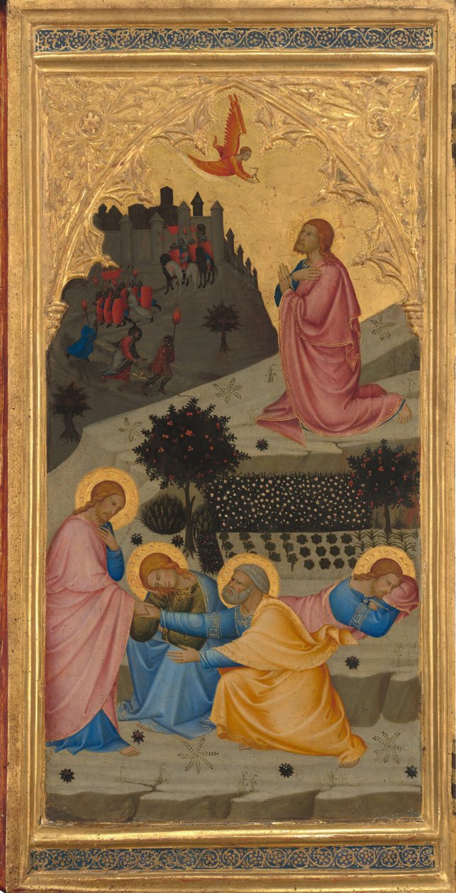 Jelenetek Krisztus szenvedéséből: Agónia a kertben [bal oldali panel], 1380-as évek. alkotó: Andrea Vanni