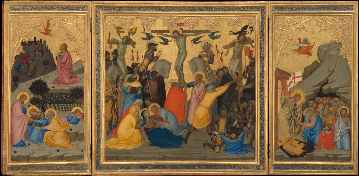 Jelenetek Krisztus szenvedéséből: Agónia a kertben, a keresztre feszítés..., 1380-as évek. alkotó: Andrea Vanni