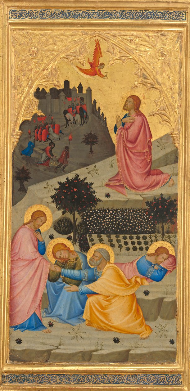 Agónia a kertben, 1380 körül (tojástempera és aranylevél fatáblán) alkotó: Andrea Vanni