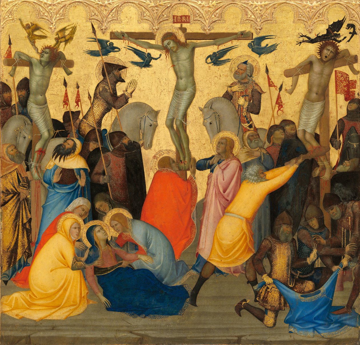 A keresztre feszítés, 1380 körül (tojástempera és aranylevél falapon) alkotó: Andrea Vanni
