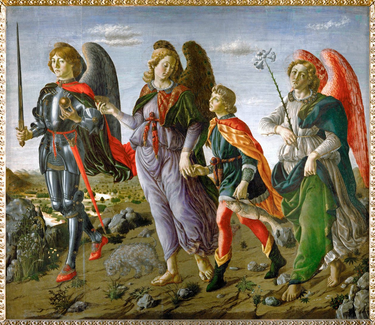 Tobias és az angyal Tempera on (tempera on fa) alkotó: Andrea del (1435-88) Francesco Botticini & Verrocchio