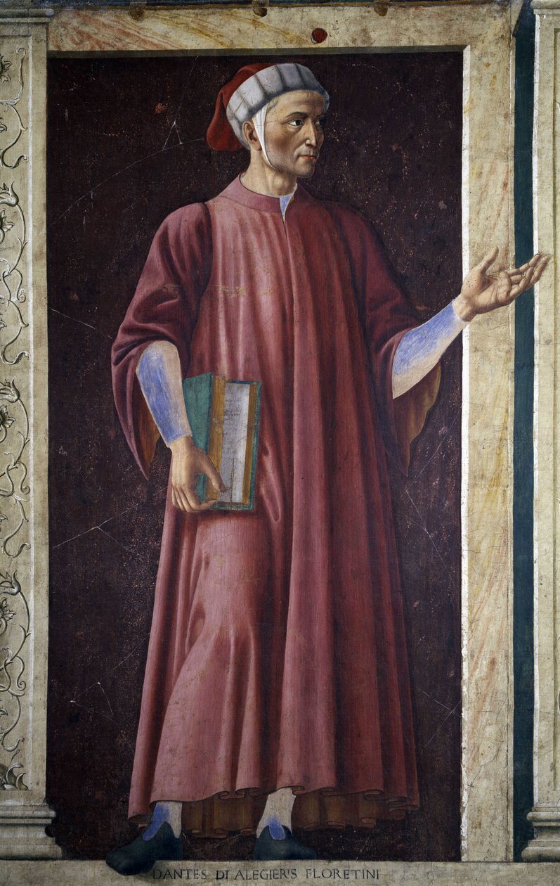Dante Alighieri a Villa Carducci híres férfiak és nők sorozatából, 1450 körül (vászonra fektetett freskó) alkotó: Andrea del Castagno