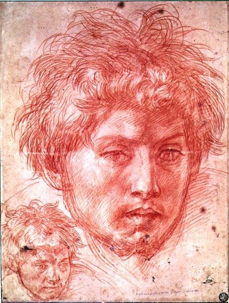 Egy ember feje (piros kréta papíron) alkotó: Andrea del Sarto