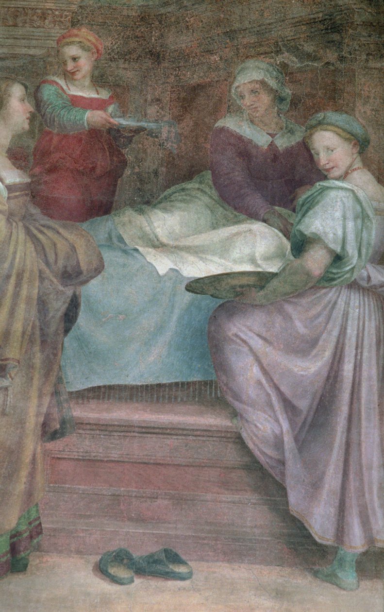 Ladies in Waiting, részlet a Szűz születéséből alkotó: Andrea del Sarto