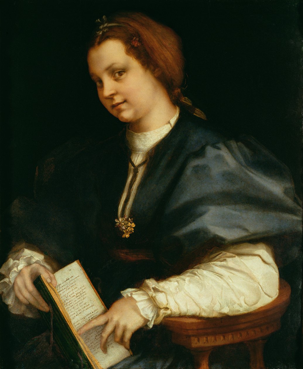 Hölgy verseskönyvvel, Petrarchától, 1514 körül alkotó: Andrea del Sarto