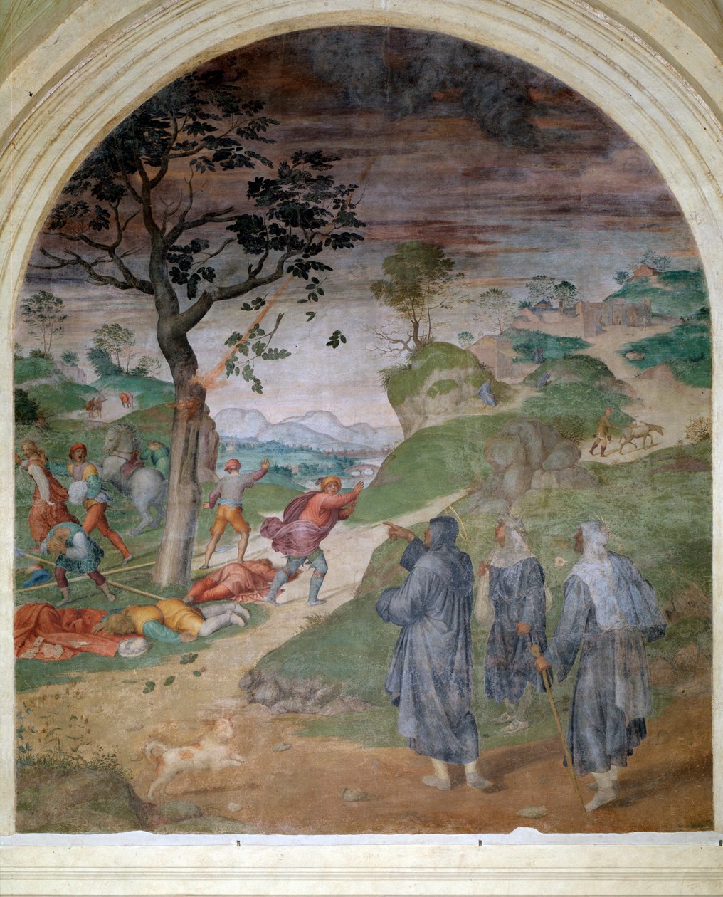Benizi Szent Fülöp élete: a bűnösök büntetése (Freskó alkotó: Andrea del Sarto