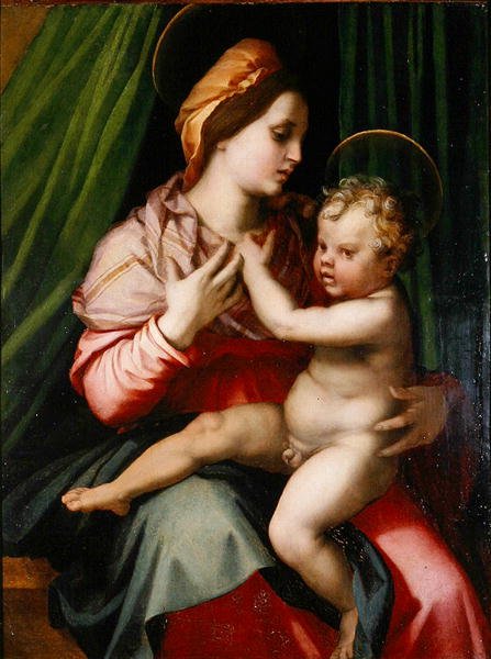 Madonna és gyermeke (olaj, panel) alkotó: Andrea del Sarto