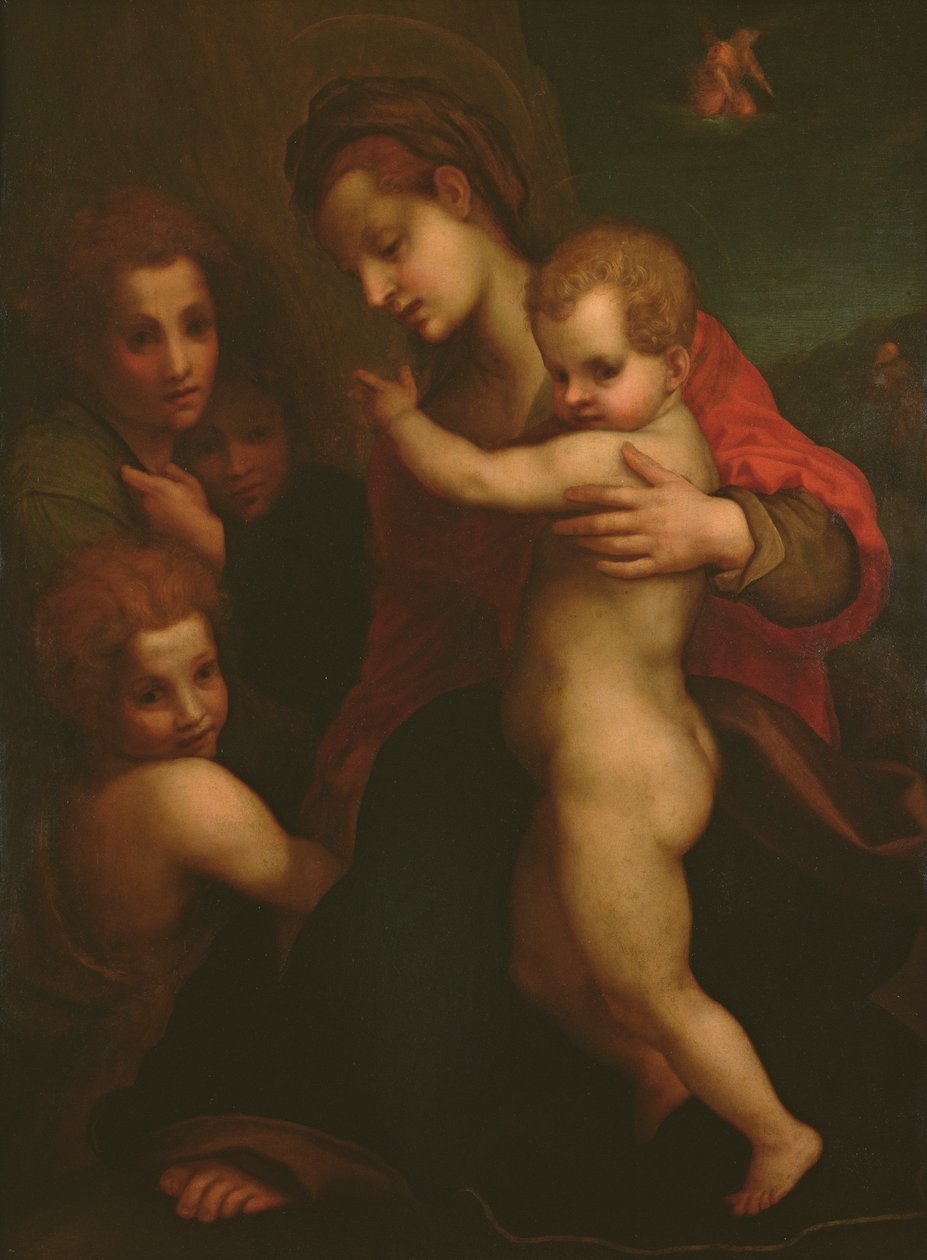 Madonna és gyermek, Szent János és két angyal alkotó: Andrea del Sarto