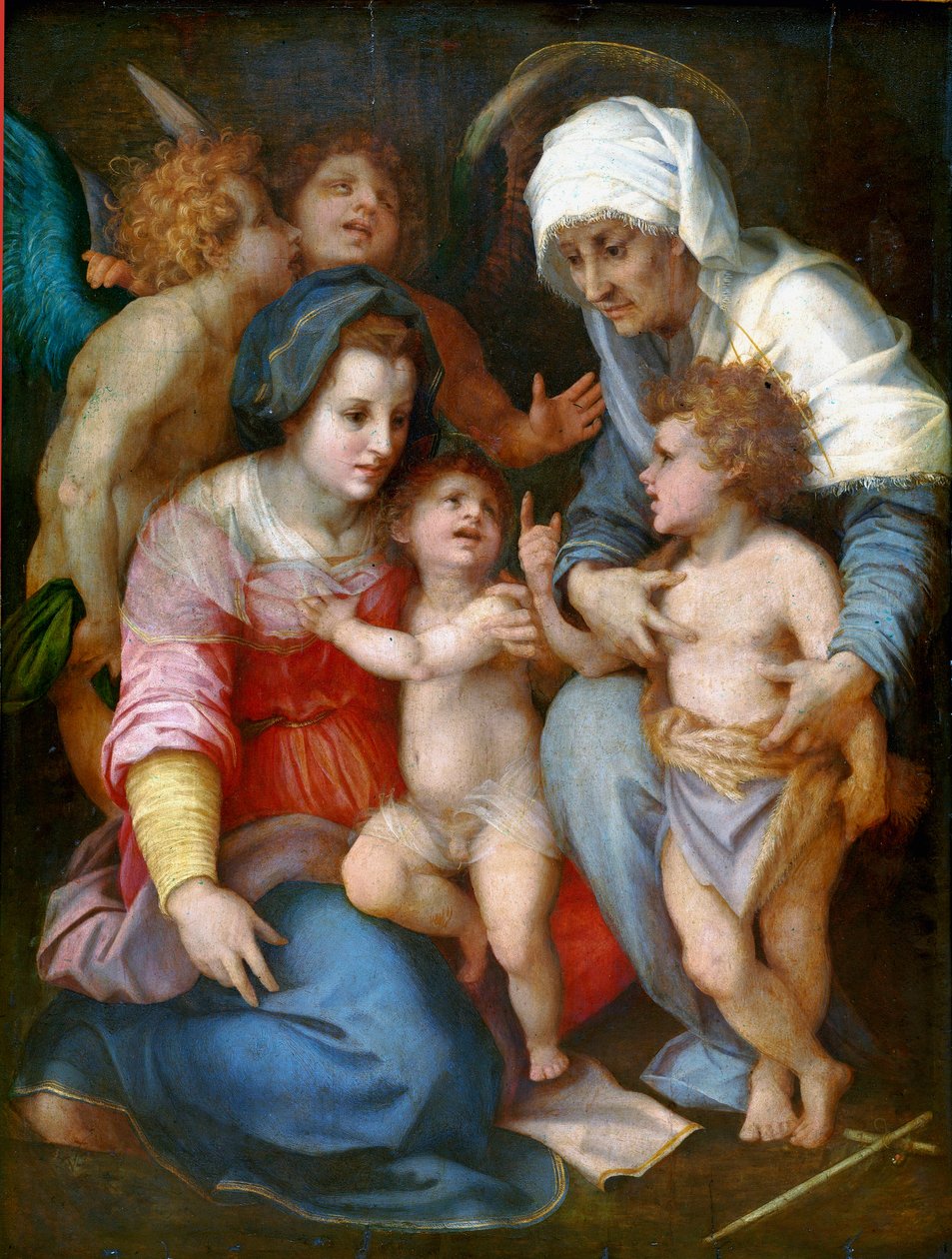 Madonna és gyermek Szent Erzsébettel, Szent Jánossal és két angyallal Andrea del Sarto (1486-1530) festménye fára 1515-1516 V. 141x106 cm Párizs, Musee du Louvre alkotó: Andrea del Sarto