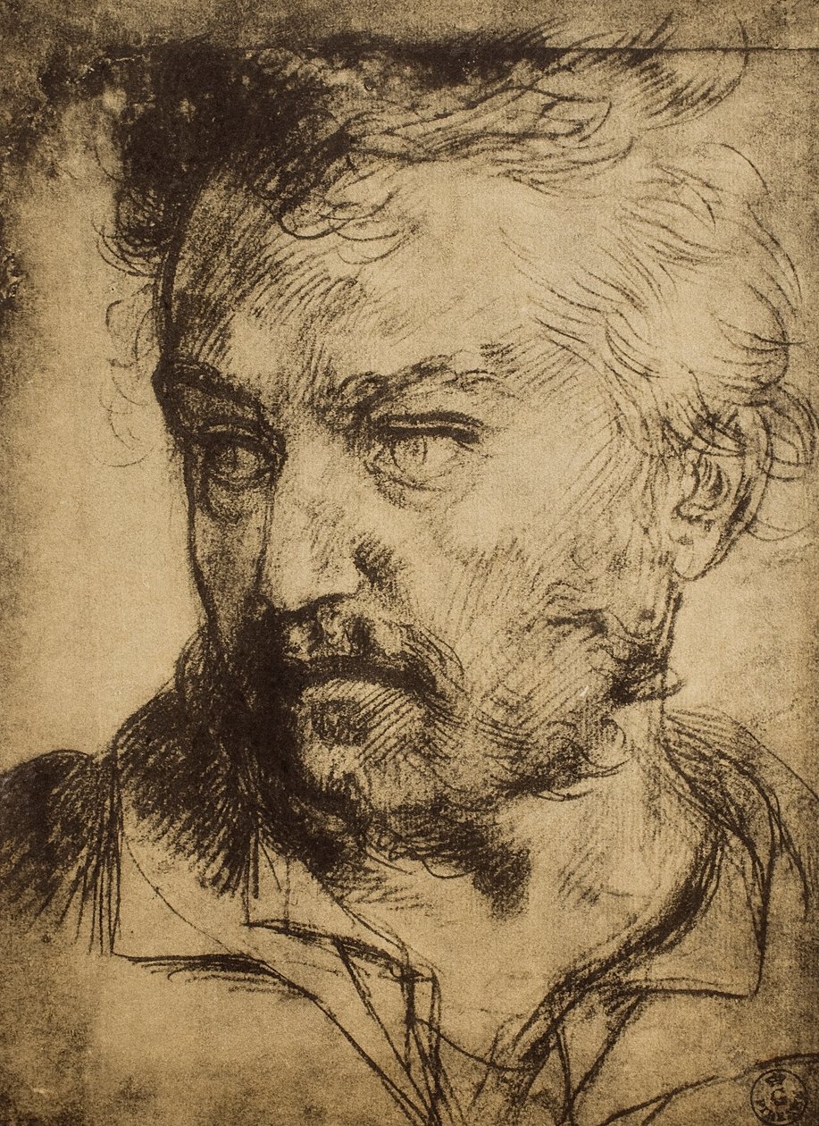 férfi fej; Andrea del Sarto rajza. Rajzok és nyomatok kabinetje, Uffizi Galéria, Firenze alkotó: Andrea del Sarto