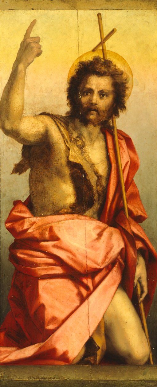 Keresztelő Szent János festménye (olaj, tábla) alkotó: Andrea del Sarto