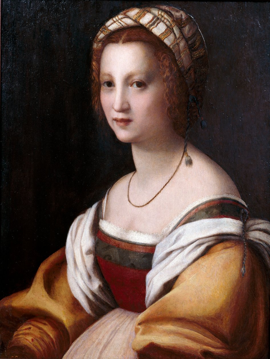 ""Női portré"" (Női portré) Andrea del Sarto (1486-1531) festménye 1514 körül. Mérete 73x56 cm Museo del Prado, Madrid alkotó: Andrea del Sarto