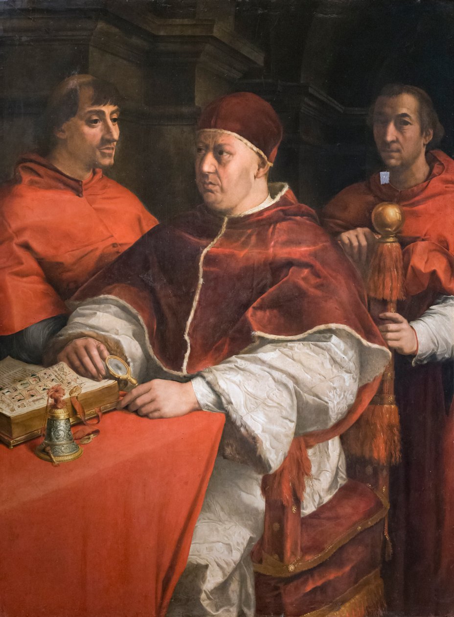 X. Leone pápa portréja két bíborossal alkotó: Andrea del Sarto