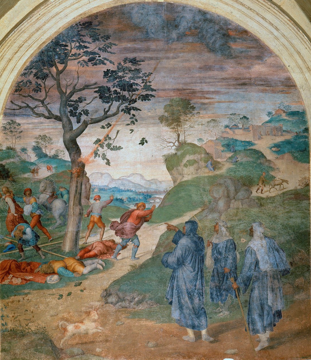 S. Filippo Benizzi megbünteti az istenkáromlókat, 1509-1510 alkotó: Andrea del Sarto