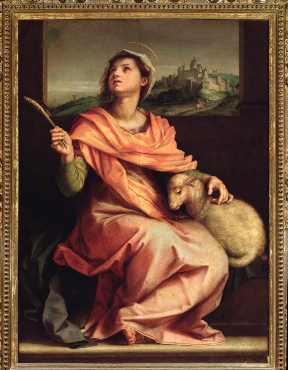 Római Santa Ágnes, Szent Ágnes oltárképe (festmény, 1525-1528) alkotó: Andrea del Sarto
