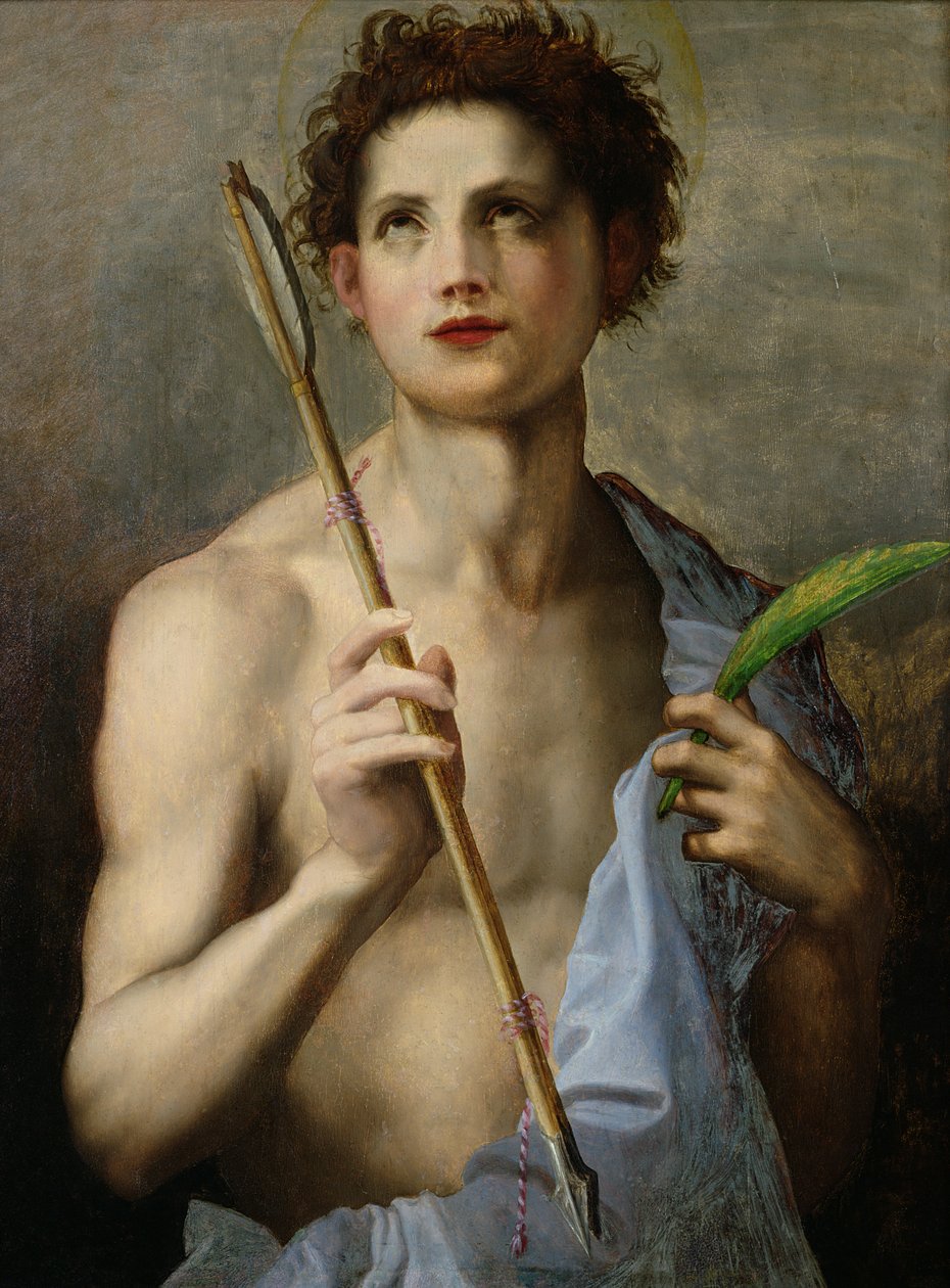 Szent Sebestyén kezében két nyíl és a vértanú tenyere alkotó: Andrea del Sarto