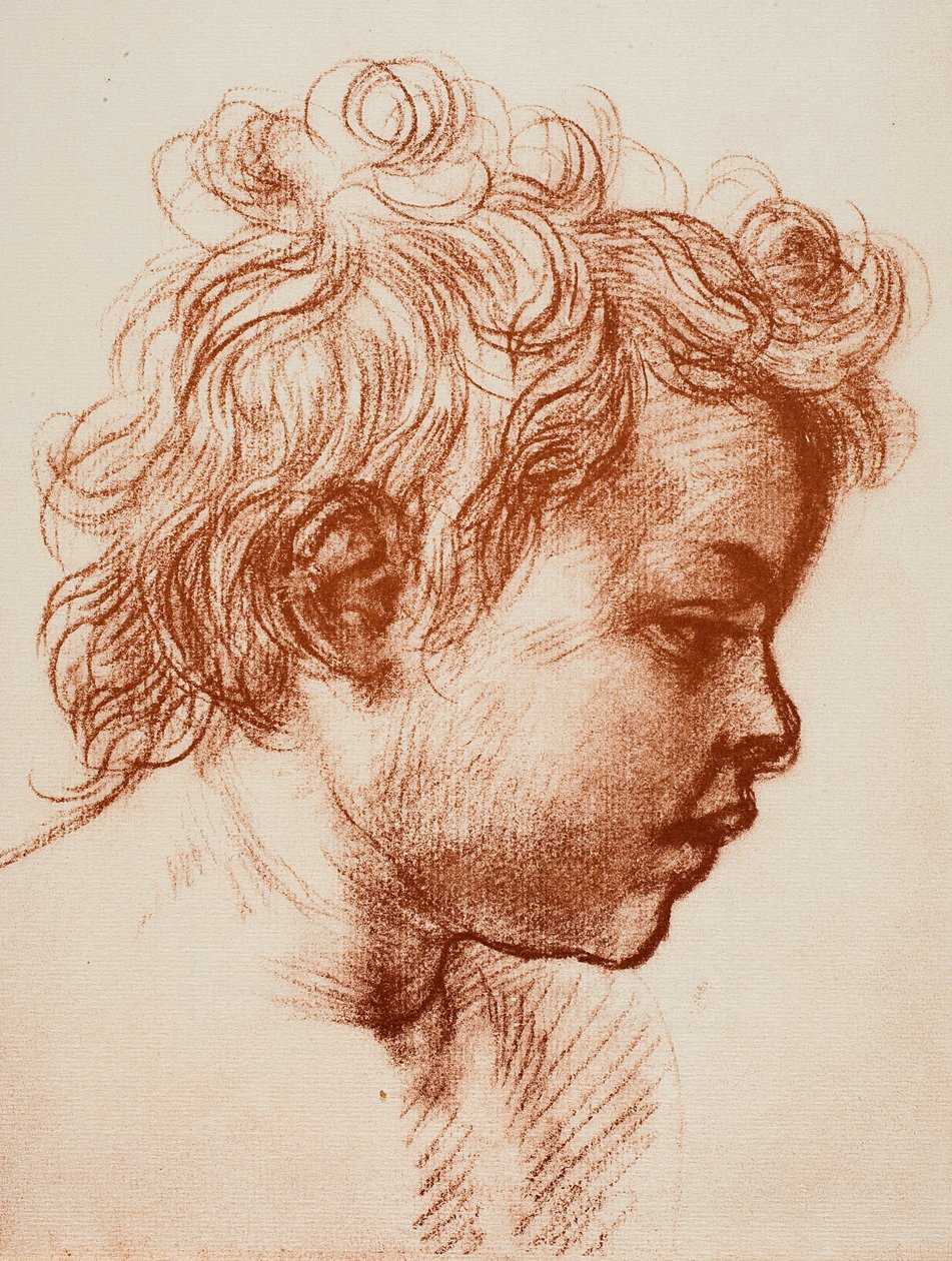Tanulmány Szent János (gyermek) fejének, Palatina Galéria, Pitti; rajz Andrea del Sarto, rajzok és nyomatok osztálya, Uffizi Galéria, Firenze alkotó: Andrea del Sarto