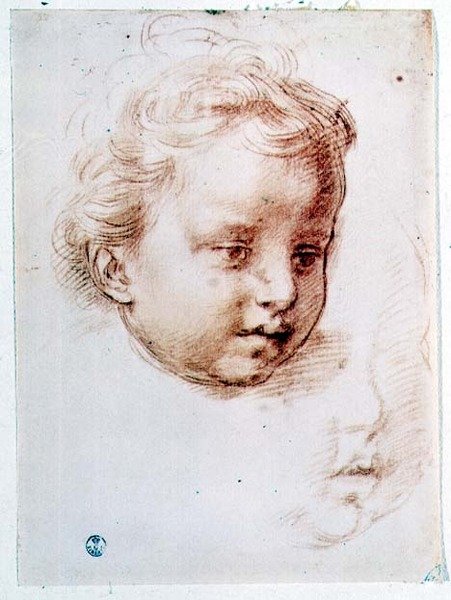 A gyermek fejének tanulmányozása (kréta papíron) alkotó: Andrea del Sarto