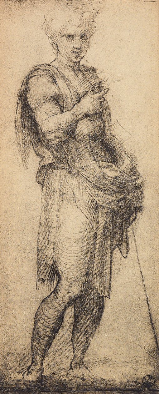 Tanulmány egy férfialakról, Andrea del Sarto rajza. Rajzok és nyomatok kabinetje, Uffizi Galéria, Firenze alkotó: Andrea del Sarto
