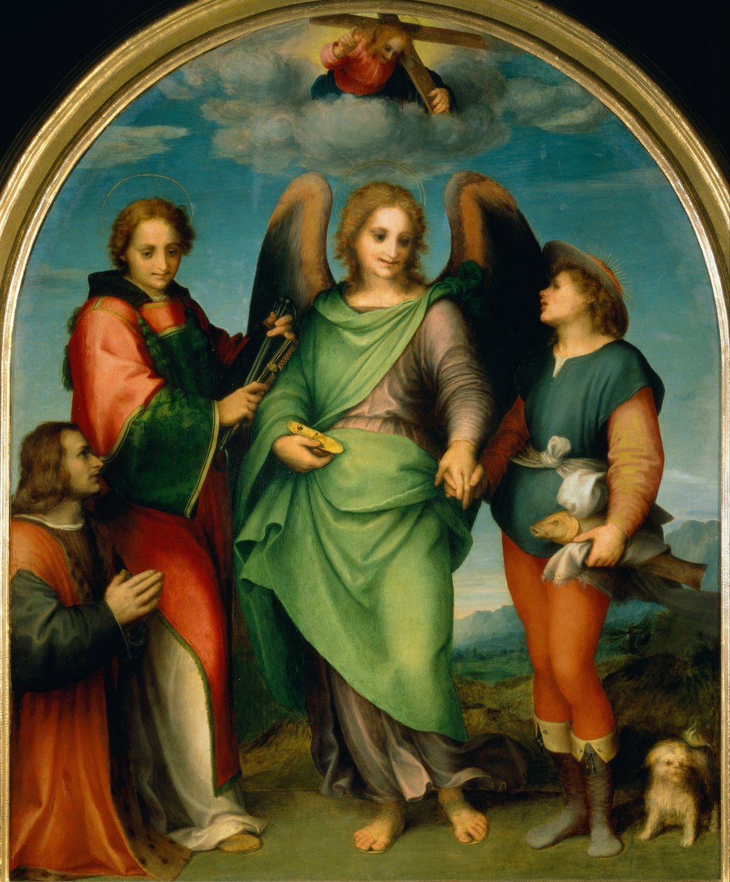 Rafael arkangyal Tóbiással, Szent Lőrinccel és az adományozóval, Leonardo di Lorenzo Morelli, 1512 alkotó: Andrea del Sarto