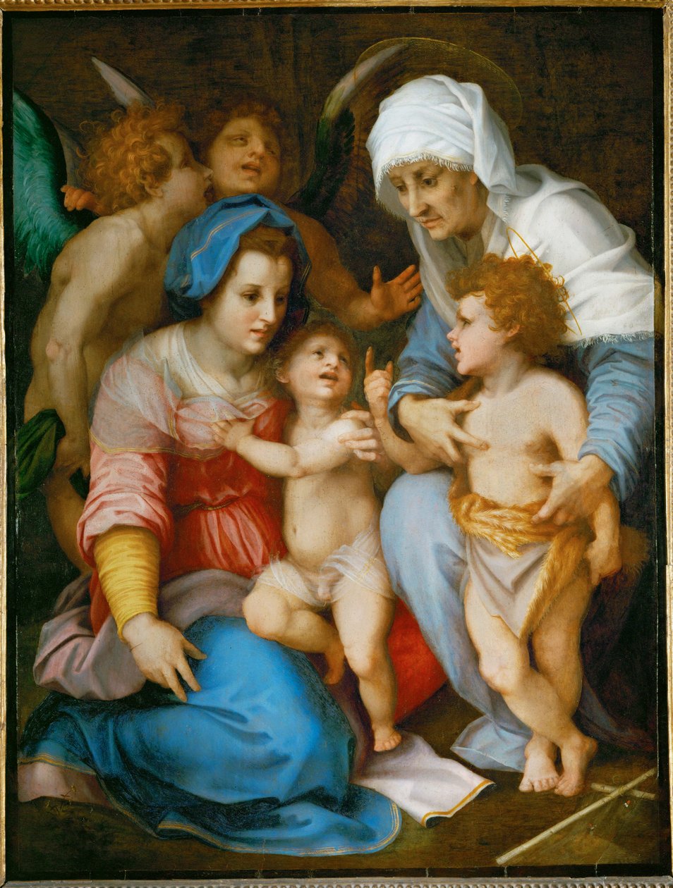 A Szent Család. Szent Mária, Jézus, Keresztelő Szent János és édesanyja, Szent Erzsébet ... alkotó: Andrea del Sarto