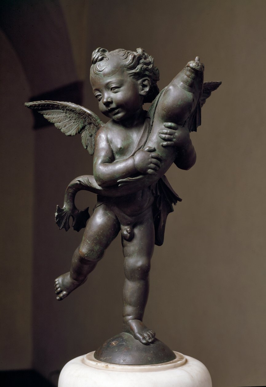 Szerelem delfinnel Verrocchio bronz szobra alkotó: Andrea del Verrocchio