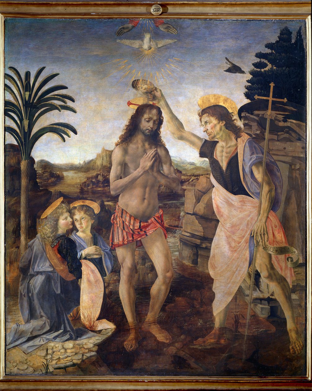 Krisztus keresztsége - olaj és tempera táblán alkotó: Andrea del Verrocchio