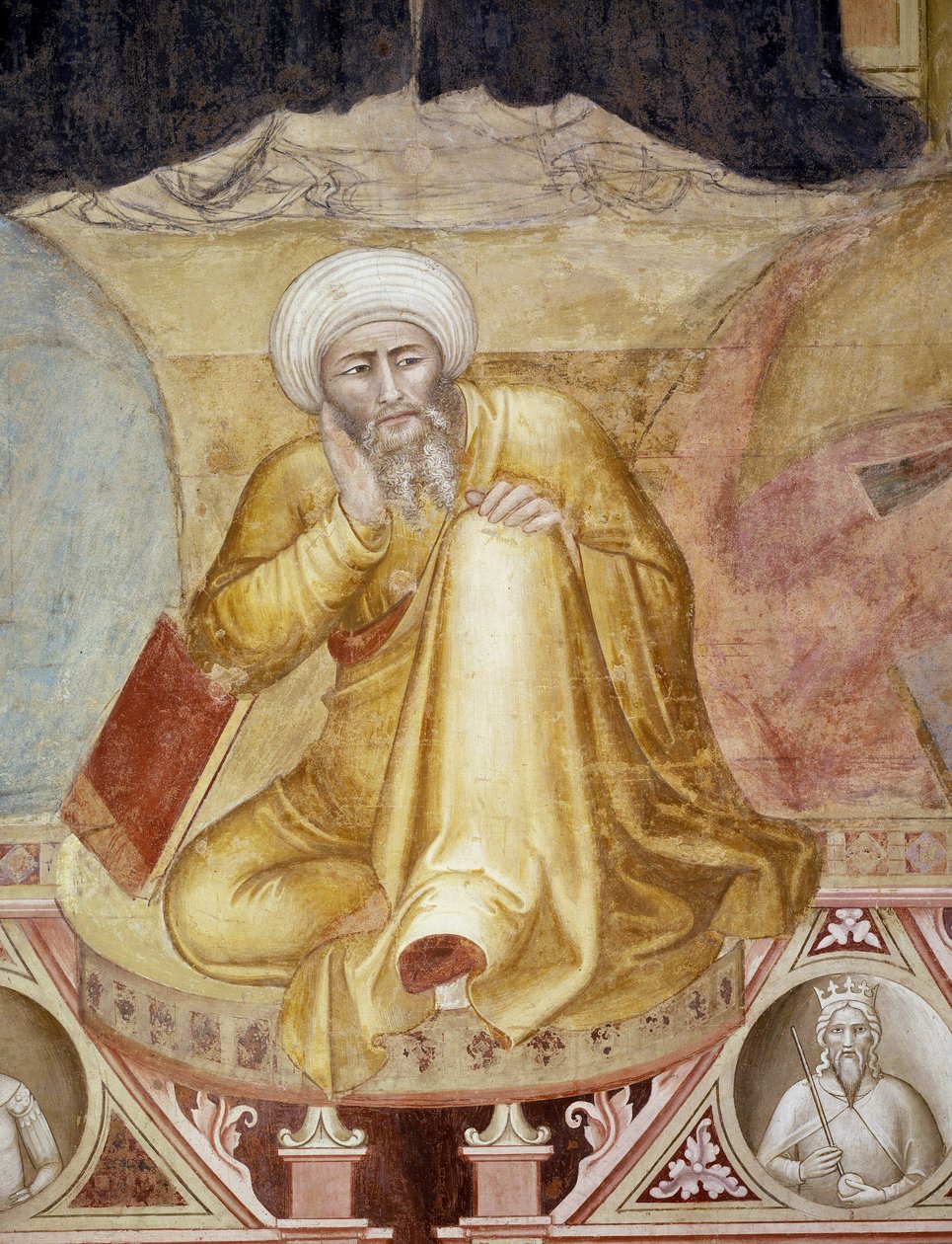 Aquinói Szent Tamás diadala, a trón alatti alak részlete, a Spanyol kápolnából, 1365 körül (freskó) alkotó: Andrea di Bonaiuto (fl.1343 77)