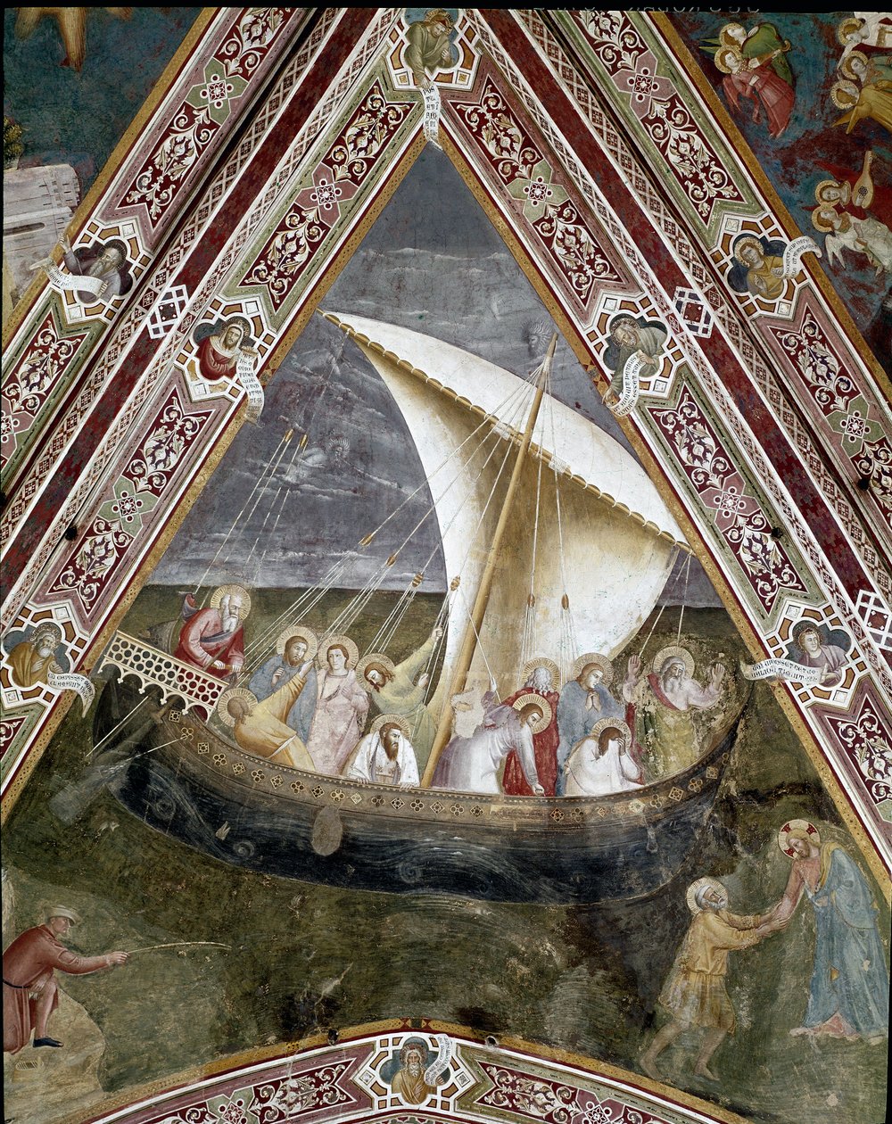 Szent Péter apostol űrhajója. (Krisztus lecsillapítja a vihart a Tibériás-tavon) alkotó: Andrea di Bonaiuto (fl.1343 77)