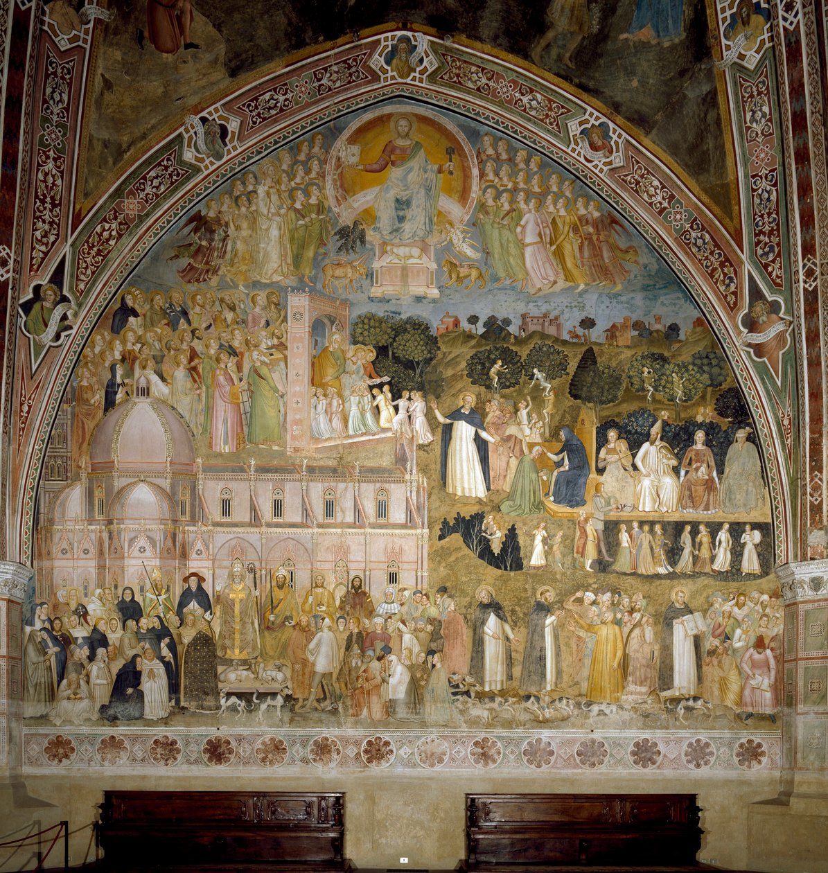 A katolikus egyház és a domonkos rend diadala. Spagniardok kápolnája (freskó alkotó: Andrea di Bonaiuto (fl.1343 77)