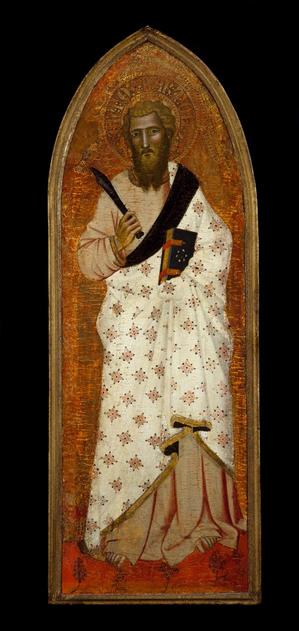 Szent Bertalan, 1360-65 körül (tempera és aranylevél fatáblán) alkotó: Andrea di Bonaiuto fl.1343 77 Andrea di Bonaiuto fl.1343 77