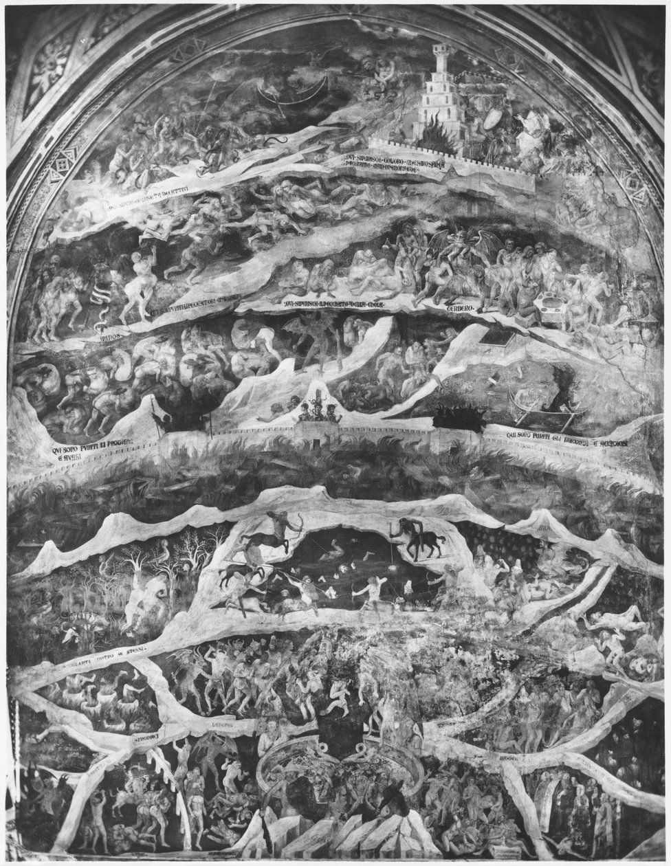 A pokol, Dante Alighieri (1265-1321) Isteni színjátékából (Inferno) alkotó: Andrea di Cione Orcagna