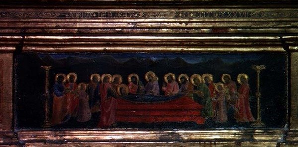 Az öves Madonna, a predella részlete alkotó: Andrea di Giusto Manzini